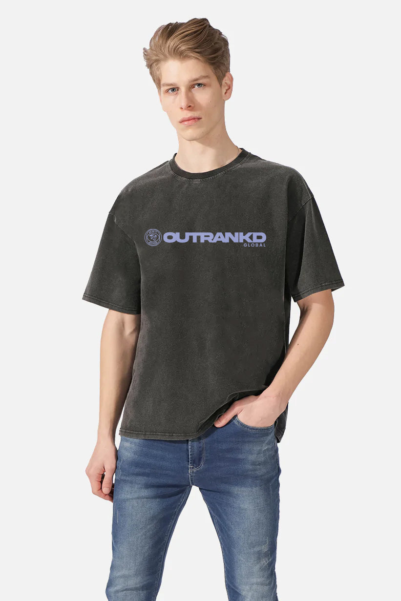 Outrankd Info Grid Grey Washed - Distressed T-Shirt